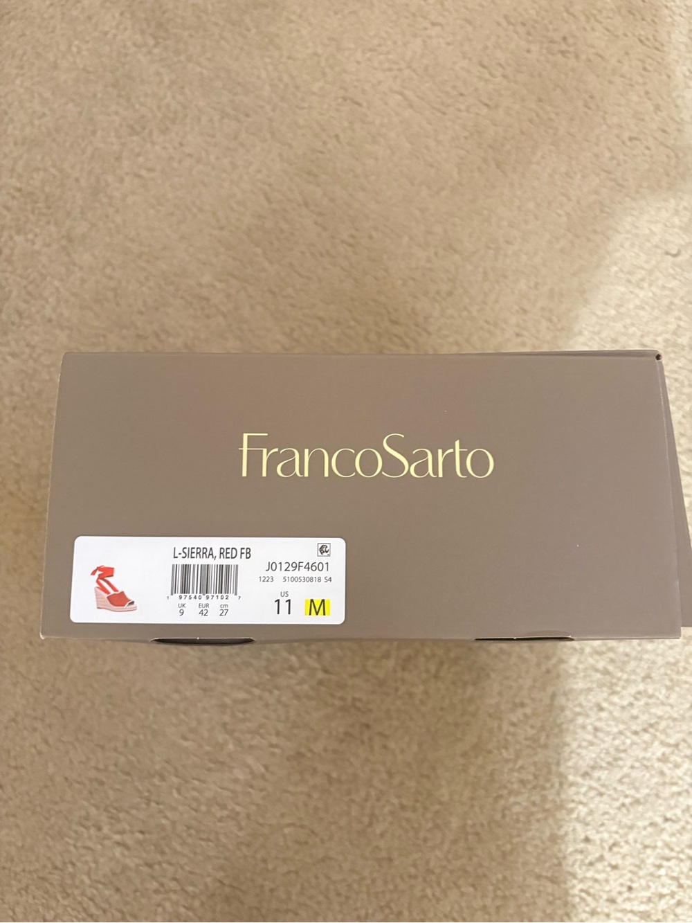 Franco Sarto Red Woven Espadrille Wedge with Ankle Wrap - Picture 9 of 9